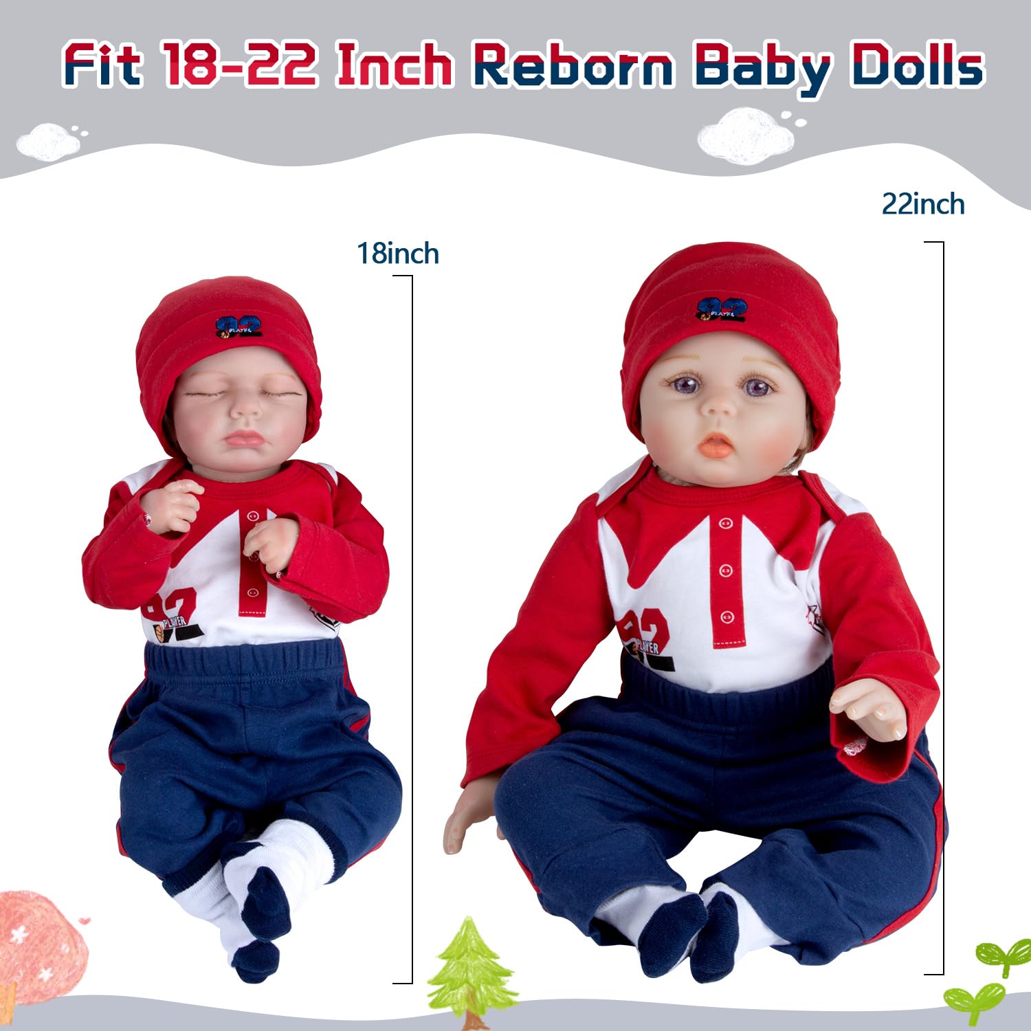 Amazon.co.jp: リボーンベビードール服男の子服アクセサリー4点。18~22